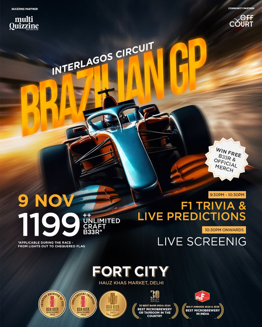Live Screening: Brazilian Grand Prix 2025 at Fort City Brewing, Hauz Khas